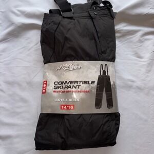 Minus Zero Black Snow/Ski Pants Kids 14/16 Convertible With Zip Off Suspenders